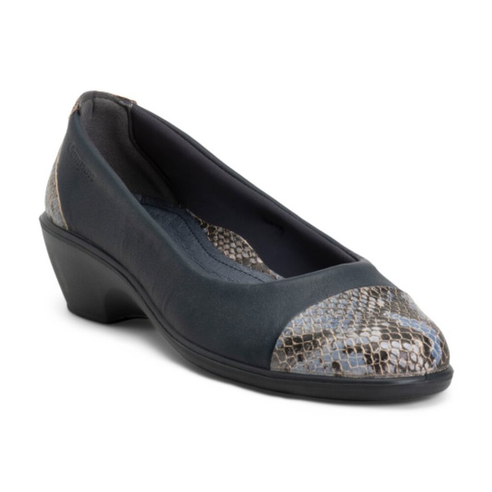 NEW CAMPORT Made In Portugal Leather Comfort Stretch Shoes With Reptile Inserts